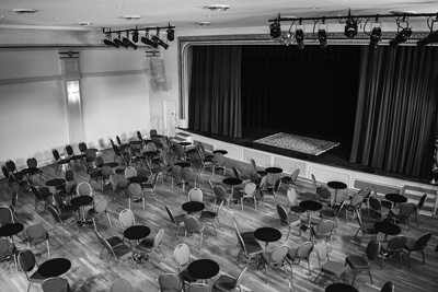 The renovated theater once again has a stage. The performance space has seating for 250, but the removable chairs allow flexibility for hosting other kinds of events. Joan K. Lentini photo
