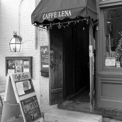 The narrow, steep staircase from Phila Street has been the main entrance to Caffe Lena since it opened in 1960. A planned renovation would allow visitors to reach the coffeehouse by elevator.Thomas Dimopoulos photo