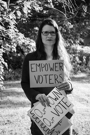 Michelle Pekrol and some other residents of Pownal, Vt., have organized under the name SOS Pownal to oppose a new planning initiative aimed at helping the town better prepare for climate change.  Joan K. Lentini photo