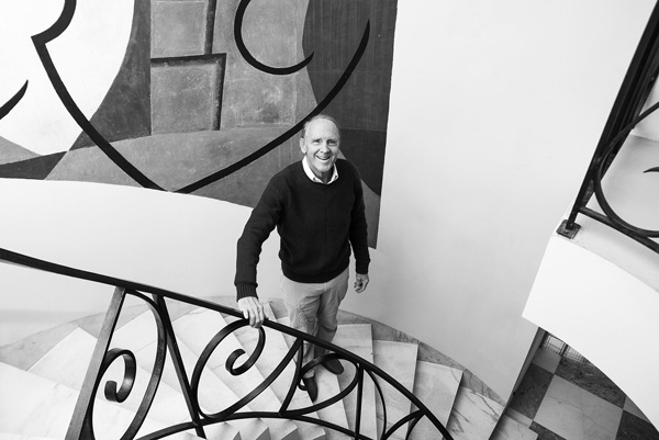 Executive Director Kinney Freylinghuysen stands on the spiral staircase inside the Frelinghuysen Morris House & Studio in Lenox, Mass. The museum was the home of the 20th century artists and collectors George L.K. Morris and Suzy Freylinghausen, who helped introduce America to Modernism. Susan Sabino photo