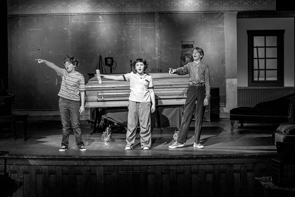 Some of the younger actors take part in a rehearsal in late January for Hubbard Hall’s new production of ‘Fun Home.’ The musical is based on Alison Bechdel’s 2006 graphic memoir, which focuses on her relationship with her father, the owner of a small-town Pennsylvania funeral home. Joan K. Lentini photo