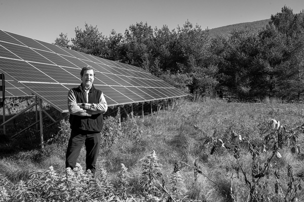 

Bill Laberge, the owner of Grassroots Solar in Dorset, Vt., stands in front of one of his solar power installations in Manchester. He and McDougall are among the founders of the new Regenerative Food Network, which is investing in the region’s capacity to produce more of its own food. Joan K. Lentini photo